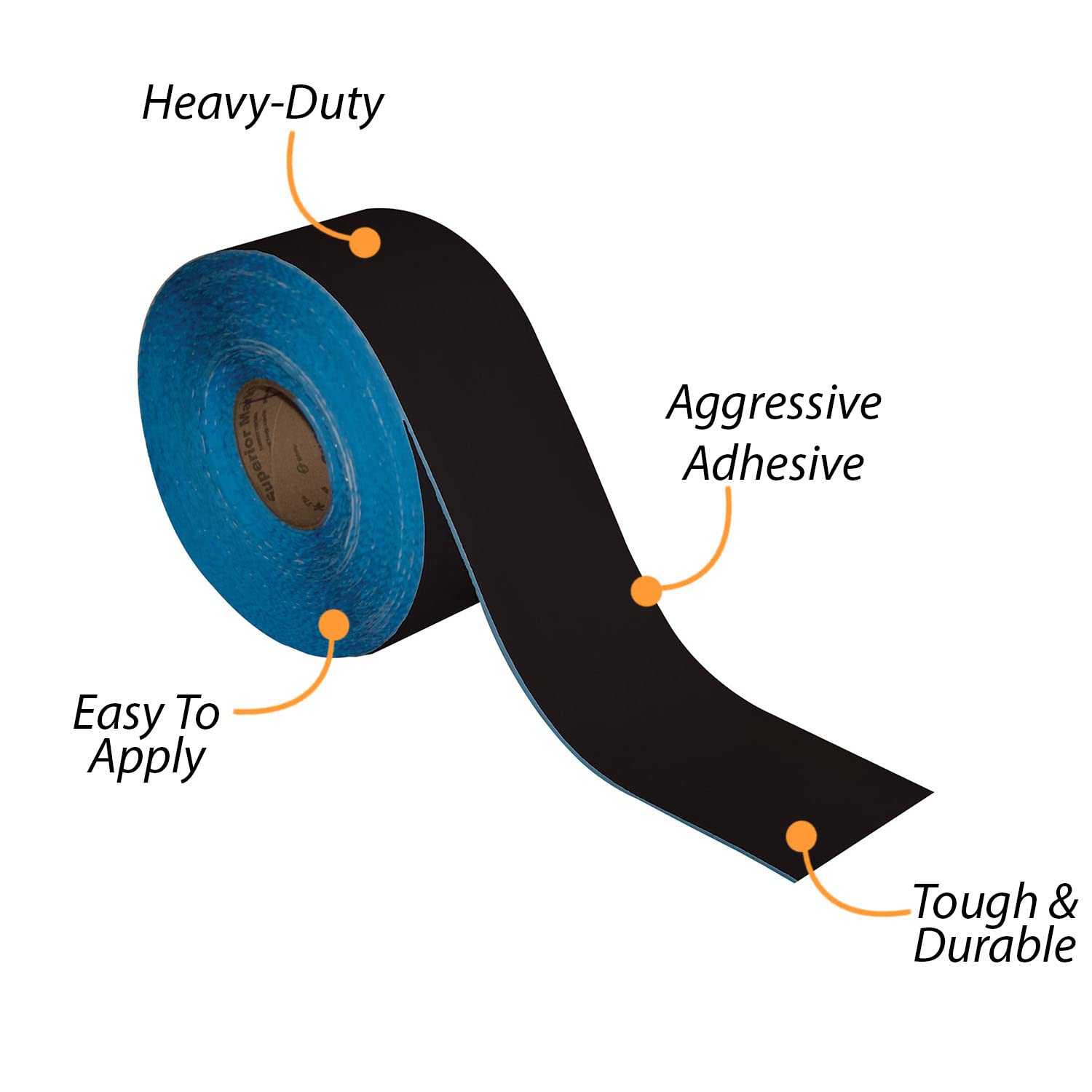 SmartSign Black 4 inch x 100 feet Floor Marking Tape, 32 mil Vinyl Floor Tape, Superior Mark Industrial Use Safety Tape with Beveled Edges, Strong Adhesive, for Gym/Warehouse/Courts