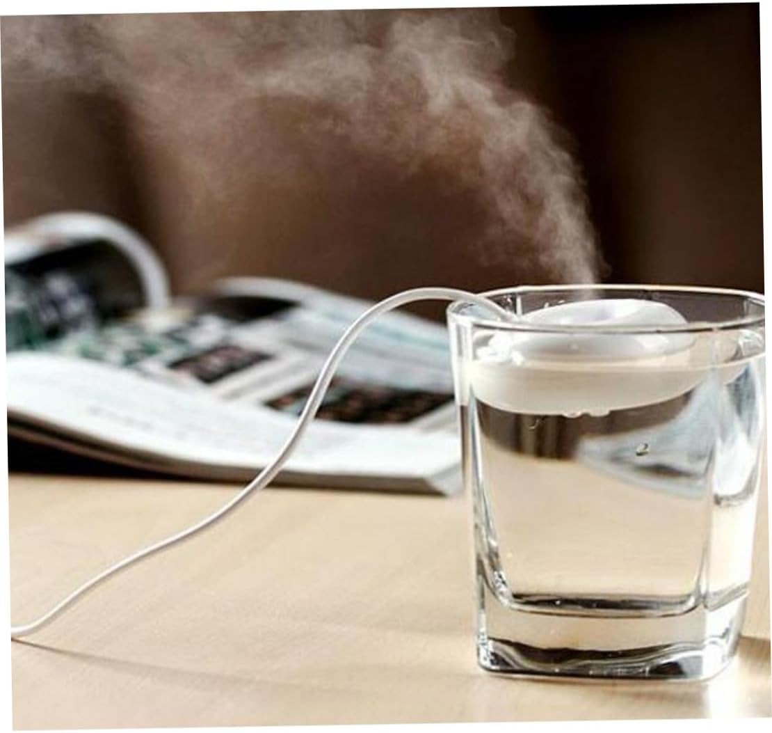 Mini USB Air Humidifier Rechargeable Float Water Donut Shape Humidifier for Home Office White