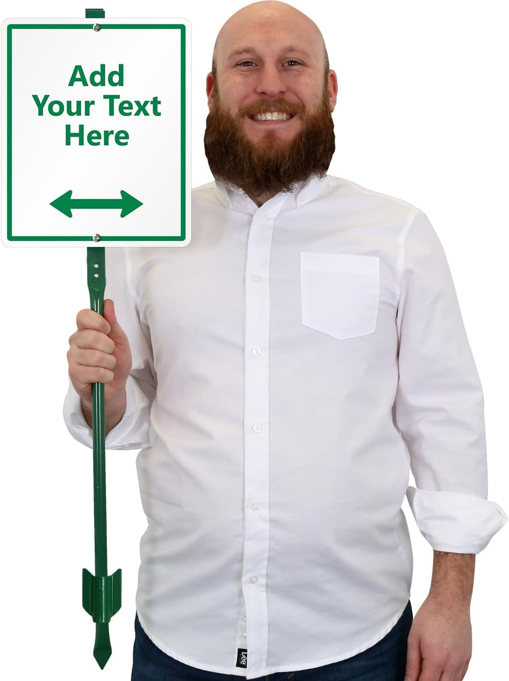 SmartSign 12 x 10 inch Custom Yard Sign with 3 foot Stake - Add Your Text & Choose Arrow, 40 mil Laminated Rustproof Aluminum, Set of 1, Made in USA