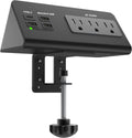 Power Charge Station Edge clamp Mount with USB-C Ports，Tabletop Surge Protector, Desk Clamp Power Sockets with 3 AC Outlets and 4 Fast Charging USB Ports for Home Office Hotel and Dormitory (Black)