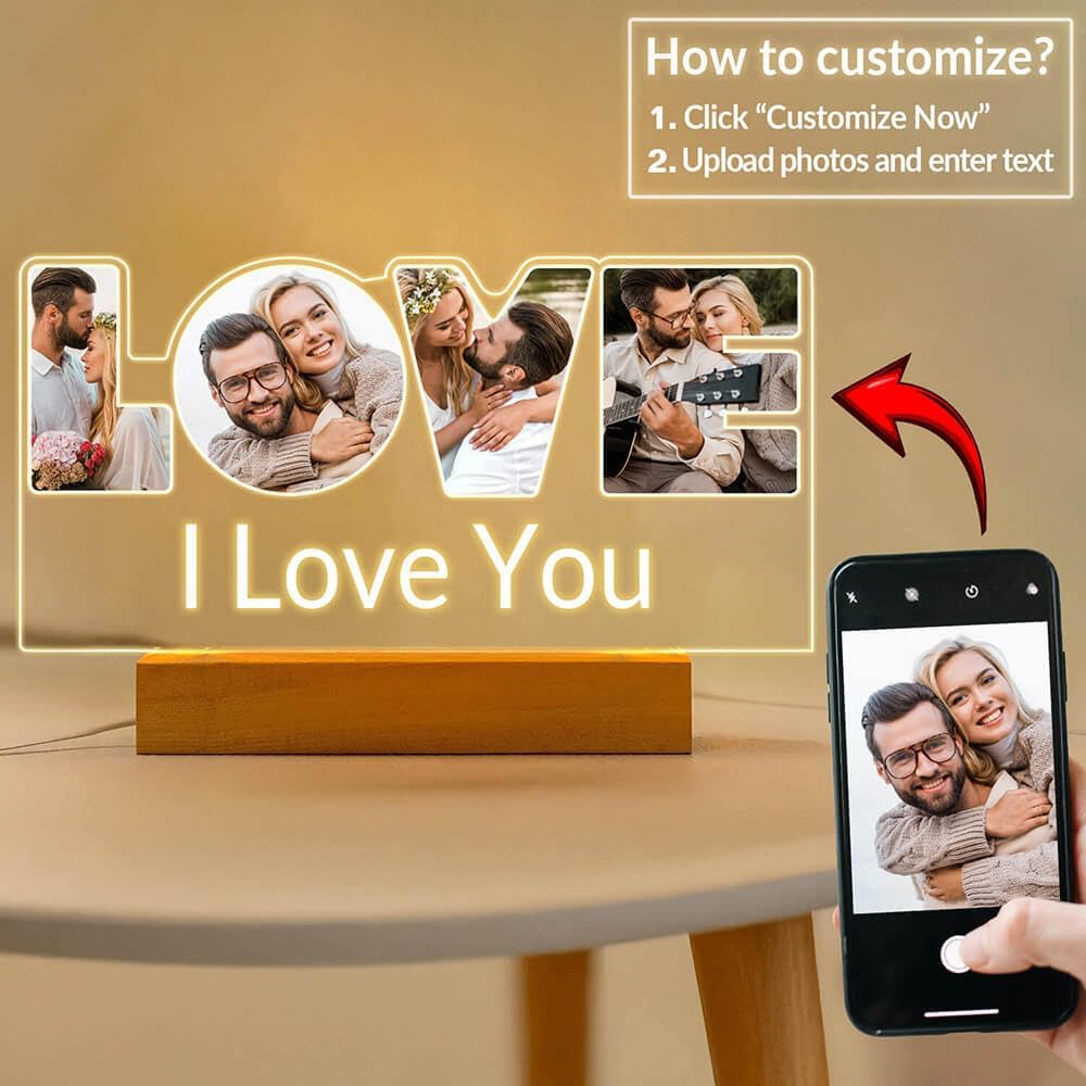 Custom Picture Frames, Personalized Photo Frames, Customized Picture Frame, Personalized Anniversary Valentines Day Gifts for Women Men Her Him Girlfriend Boyfriend Couple Mom Dad Family Pet