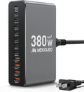 Aluminum Alloy 380W Charging Station Fast USB C Charger Block 12 Ports 65W Laptop GaN Charger for MacBook Pro/Air/iPad Pro/iPhone (Gray)