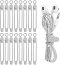 Nearockle 16Pcs Silicone Cable Straps Wire Organizer for Bundling Earphone, Phone Charger, Computer Cords, Reusable Cable Ties Cord Organizer in Home,Office,Kitchen,School(Grey)