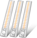 goodland Under Cabinet Lighting 80 LED Closet Light, Motion Sensor Lights Indoor USB Rechargeable Dimmable Stick-on Night Light Bar for Kitchen, Wardrobe, Garage, Stairs, Bedroom (3 Packs)