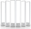 6 Pack Under Cabinet Lighting Wireless, 58 LED Rechargeable Battery Motion Sensor Light Indoor, Stick On Magnetic Closet Lights, Under Counter Lights for Kitchen, Stairs, White 14 in