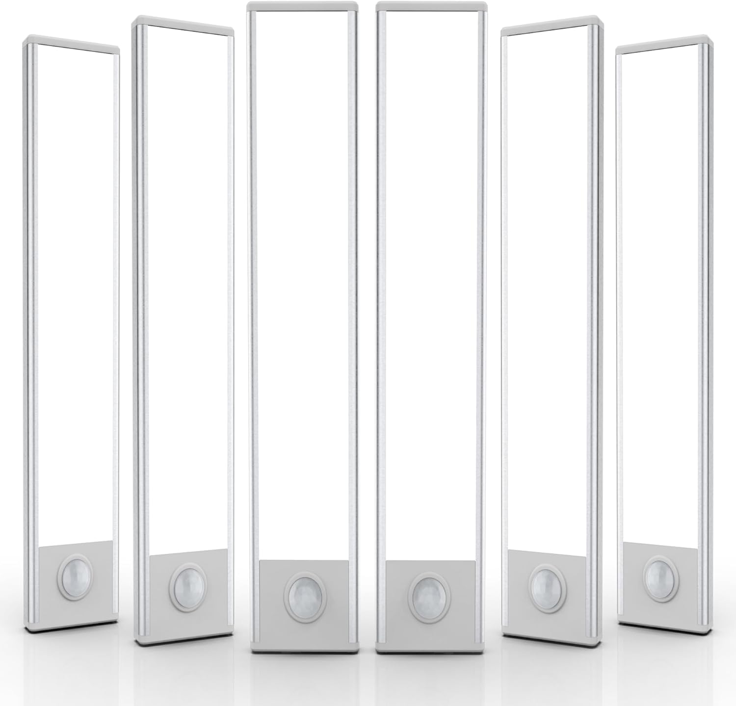 6 Pack Under Cabinet Lighting Wireless, 58 LED Rechargeable Battery Motion Sensor Light Indoor, Stick On Magnetic Closet Lights, Under Counter Lights for Kitchen, Stairs, White 14 in