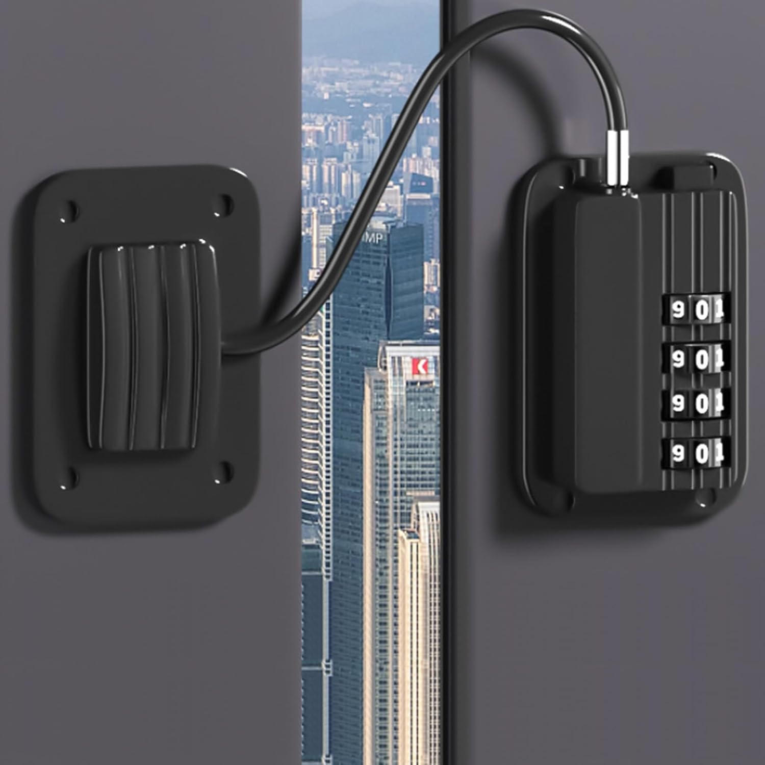 2 Pack Refrigerator Lock, Cabinet Locks, Child Safety Cabinet Locks, with Combination Fridge Lock, for Fridge, Cabinets, Window, Drawers, Adhesive Installation, No Drilling Required(Black)