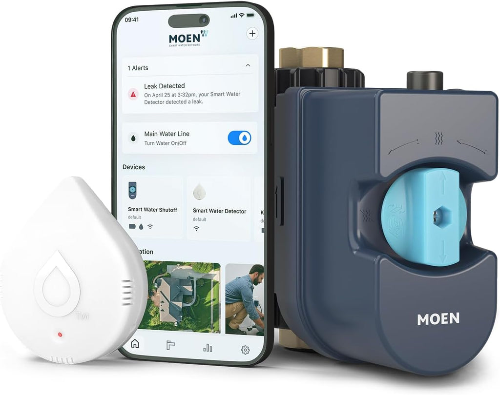 Flo by Moen 3/4-Inch Smart Water Shutoff with Smart Water Detector, 1-Pack