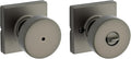 Kwikset Pismo Interior Square Privacy Door Knob with Lock, Door Handle for Bathroom and Bedroom, Gunmetal Keyless Turn Lock Doorknob