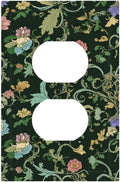 Decorative Outlet Covers Vintage Green Leaf Plant Rustic Pink Flower 1 Gang Duplex Light Switch Cover Plate Wall Plates for Electrical Outlets Switchplate Faceplate