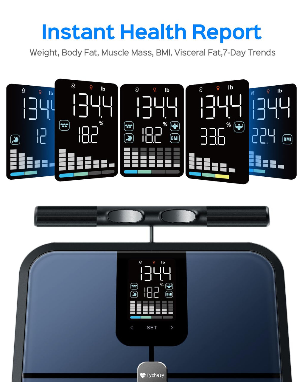 Smart Pod Scale for Full Body Composition, 8-Sensor Smart Analyzer Measures Fat, Muscle Mass, BMI, Digital Bathroom Scale Syncs with App for 24 Users, FSA&HSA Eligible