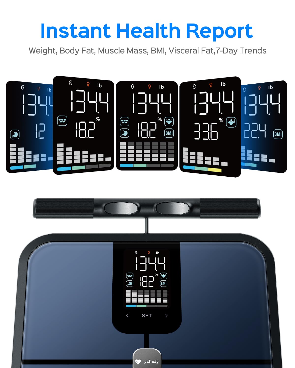 Smart Pod Scale for Full Body Composition, 8-Sensor Smart Analyzer Measures Fat, Muscle Mass, BMI, Digital Bathroom Scale Syncs with App for 24 Users, FSA&HSA Eligible