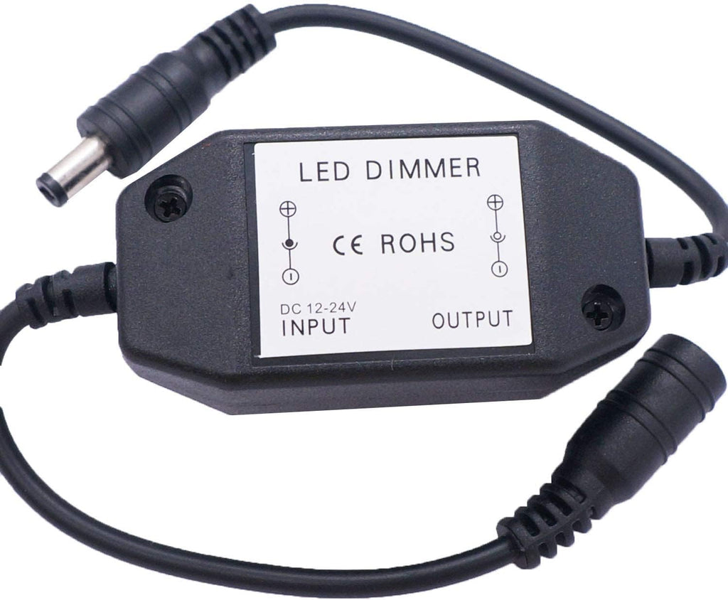 weideer 2Pcs DC12V-24V LED Strip Lights Dimmer Switch PWM Rotary Dimmer Controller Inline Dimmer Switch for LED String Lights Christmas Lights Black K-018-BK