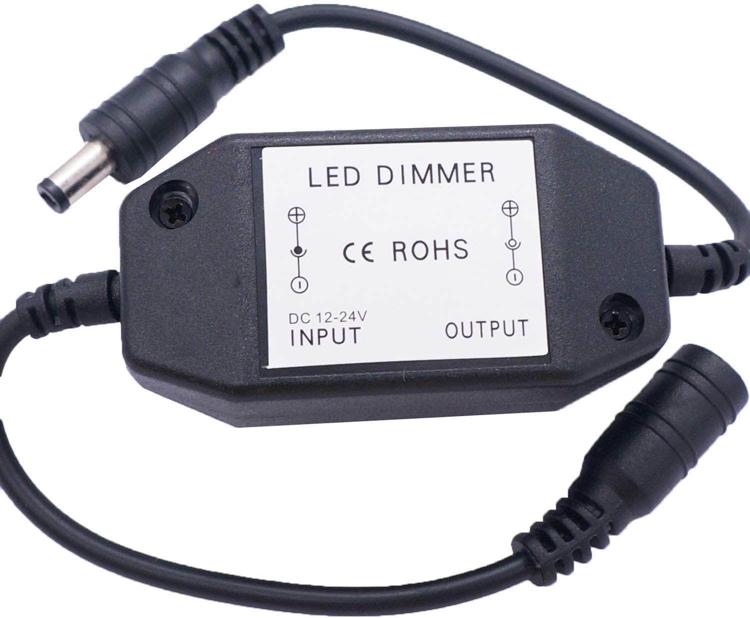 weideer 2Pcs DC12V-24V LED Strip Lights Dimmer Switch PWM Rotary Dimmer Controller Inline Dimmer Switch for LED String Lights Christmas Lights Black K-018-BK