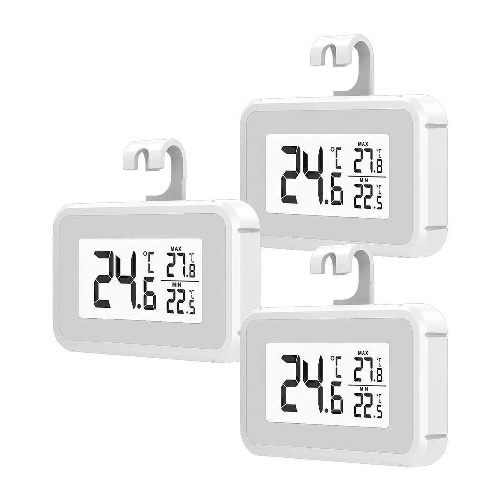 Elitech 3Pack Fridge Thermometer Digital Freeze Refrigerator Thermometer Waterproof Large LCD Display Max/Min Record Function TM-2T