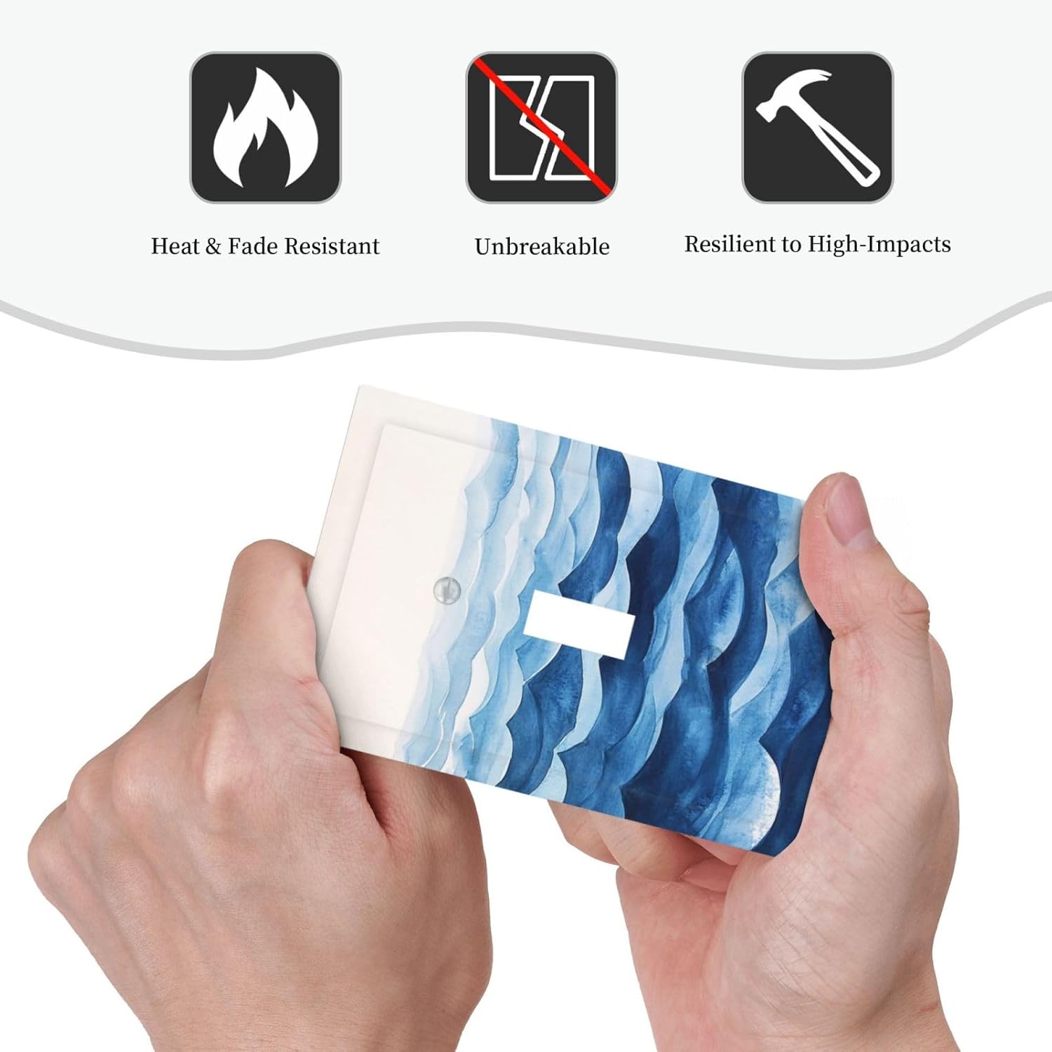 Decorative Light Switch Cover Plate Blue Watercolor Textured Abstract Ocean Wave 1 Gang Single Toggle Wall Plate Electrical Outlet Covers Decorate Switch Plate Cover for Bedroom living Room Decor