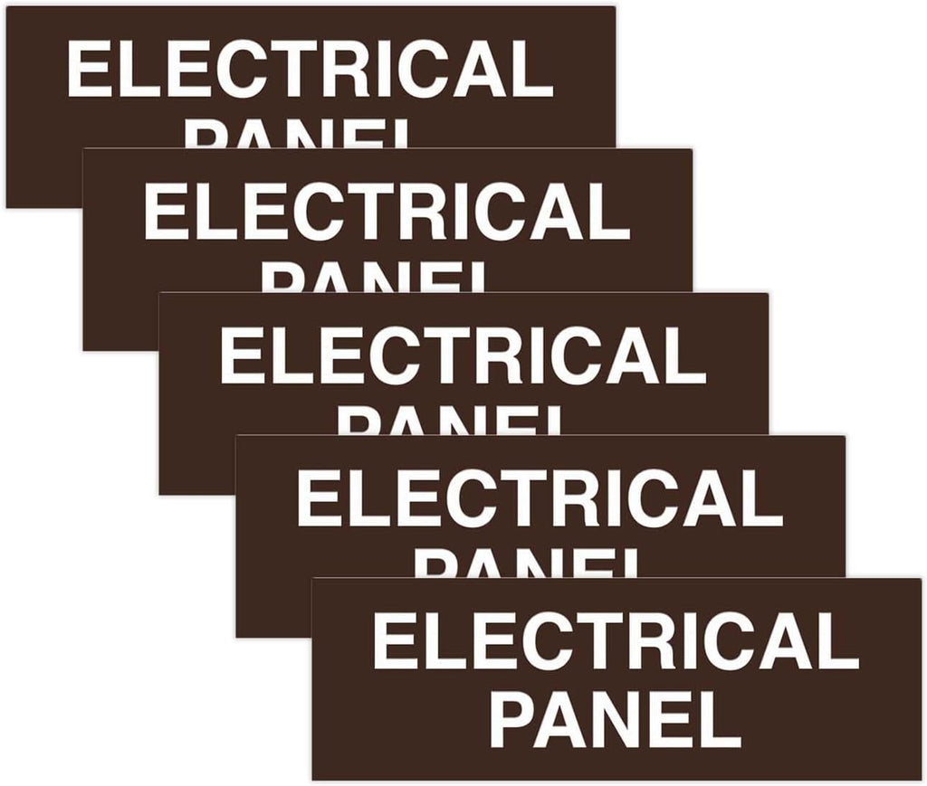 All Quality Basic Electrical Panel Sign - Fire Regulation Safety Compliance Sign - Dark Brown - Small (5 Pack)