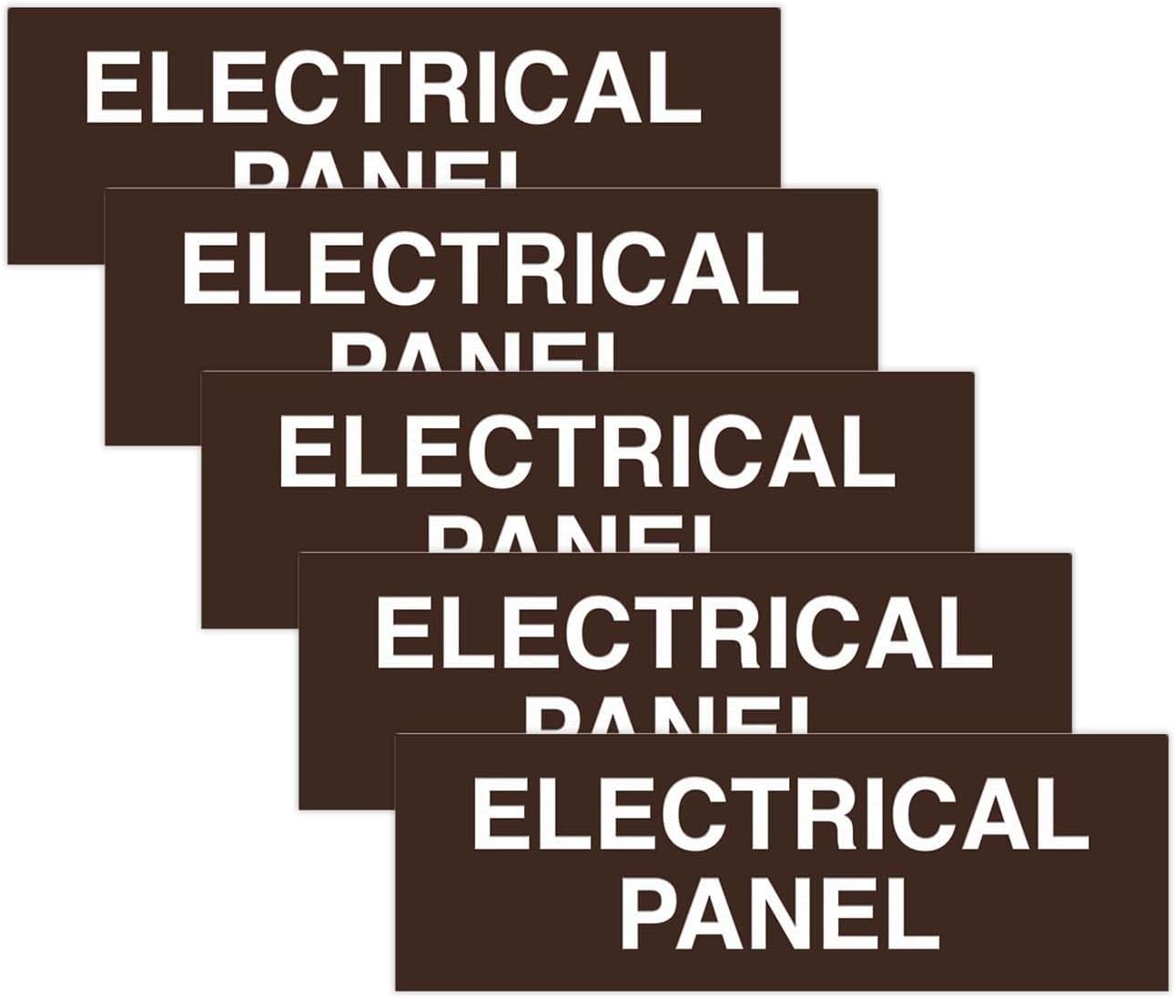 All Quality Basic Electrical Panel Sign - Fire Regulation Safety Compliance Sign - Dark Brown - Large (5 Pack)