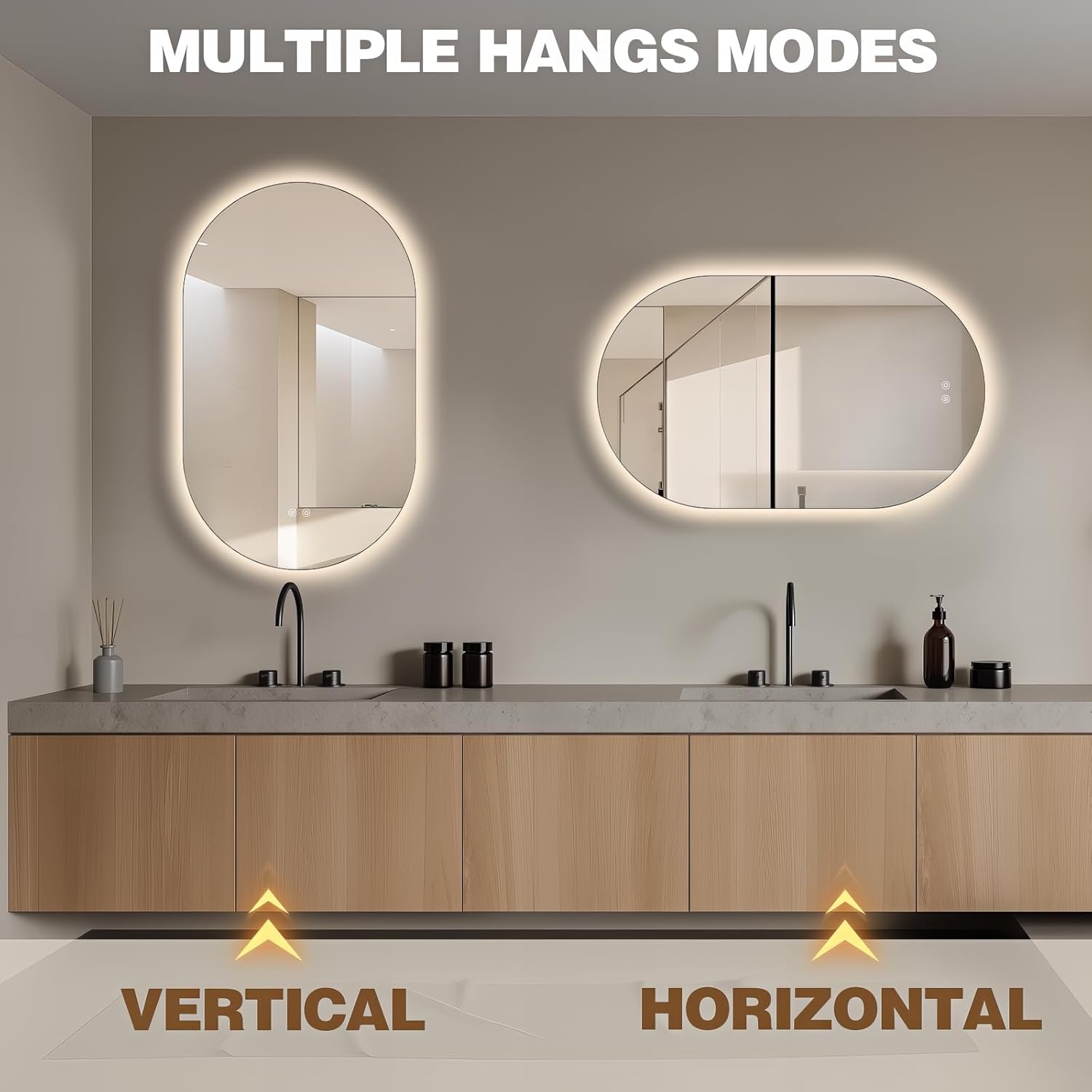 40" x 24" Oval LED Mirror for Bathroom, Backlit Vanity Mirror with Lights, Frameless Smart Wall Mirror, 3 Colors Stepless Dimmable, Anti-Fog, Shatterproof, Memory, CRI95+(Horizontal/Vertical)