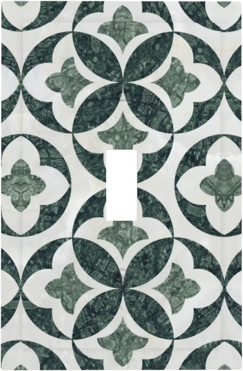 Green Luxury Modern Cubic Marble 1 Gang Single Toggle Decorative Light Switch Covers Electrical Faceplate Switch Plates for Bathroom Kitchen Home
