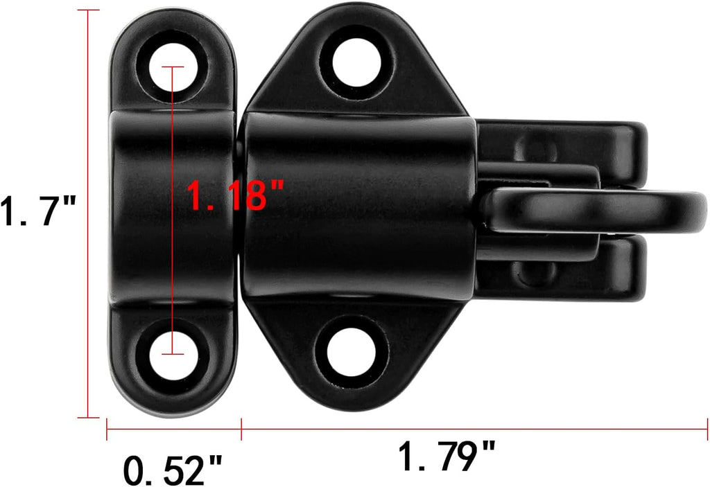 2 Packs Self-Closing Latches，Black Spring Door Lock，Resilient Bolt Latch Aluminum Alloy Safety Automatic Spring Barrel Door Lock with Screws，Used for Wooden Door，Wooden Window and Cabinet etc