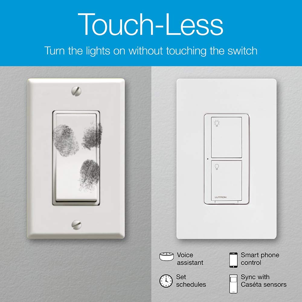 Lutron Caseta Original Smart Light Switch (Lutron Smart Hub Required), for Home, LED Lights, and Fans, 6 Amp, Single-Pole/3-Way, Neutral Required, PD-6ANS-LA, Almond, 12 Pack