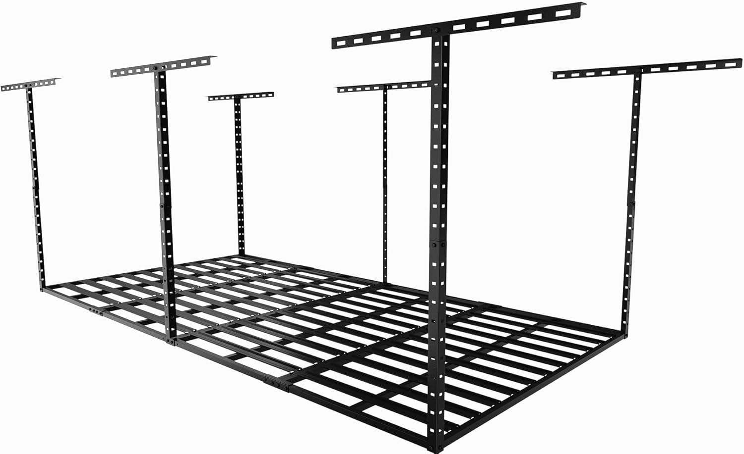 SunsGrove 4x8 Overhead Garage Storage Rack Organization, Adjustable Ceiling Mounted Storage Racks, 800LBS Weight Capacity, 22"-40" Ceiling Dropdown, Hammertone Black