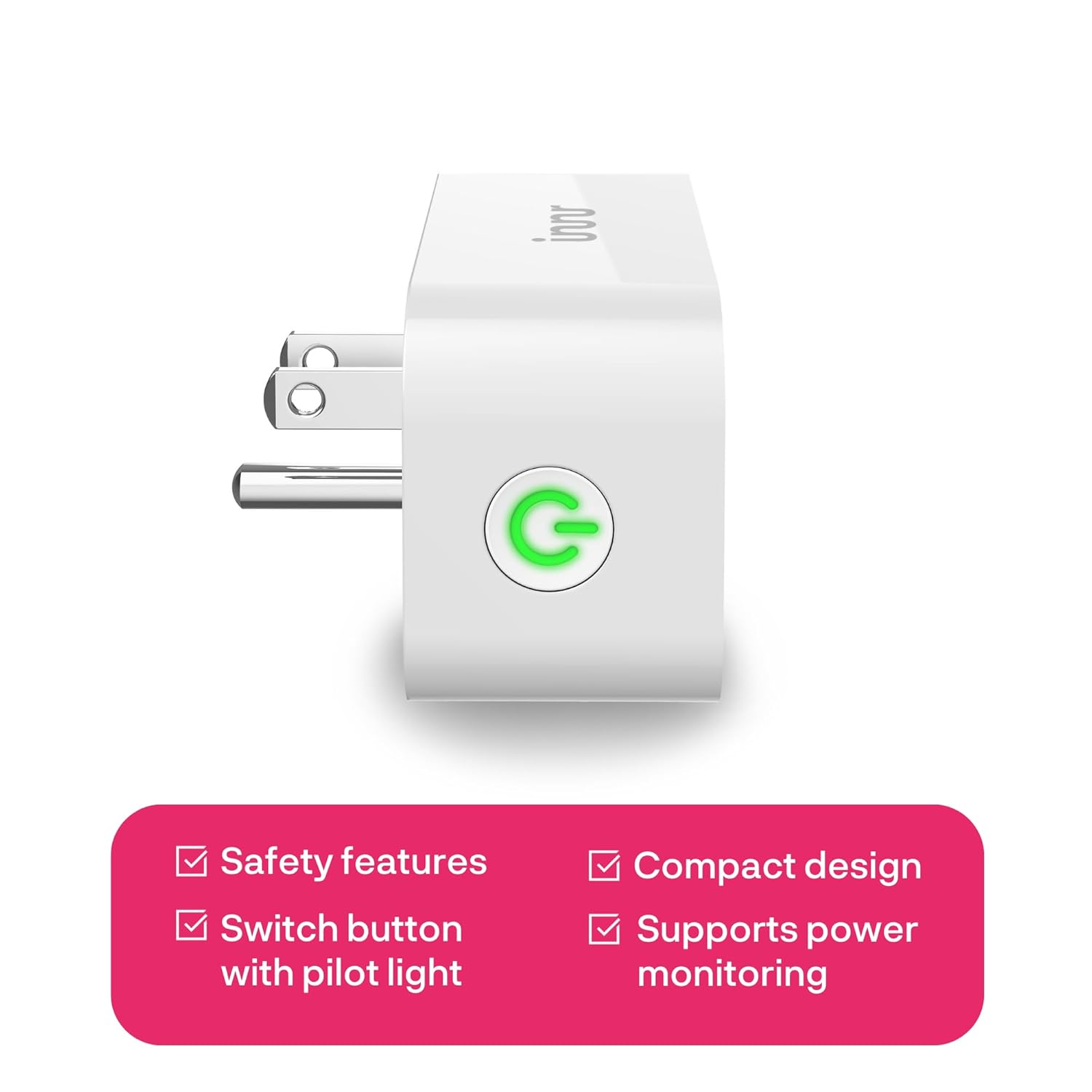 Innr Zigbee Smart Plug, Works with Philips Hue*, Alexa and SmartThings, Zigbee Repeater, Energy Monitoring, 2-Pack
