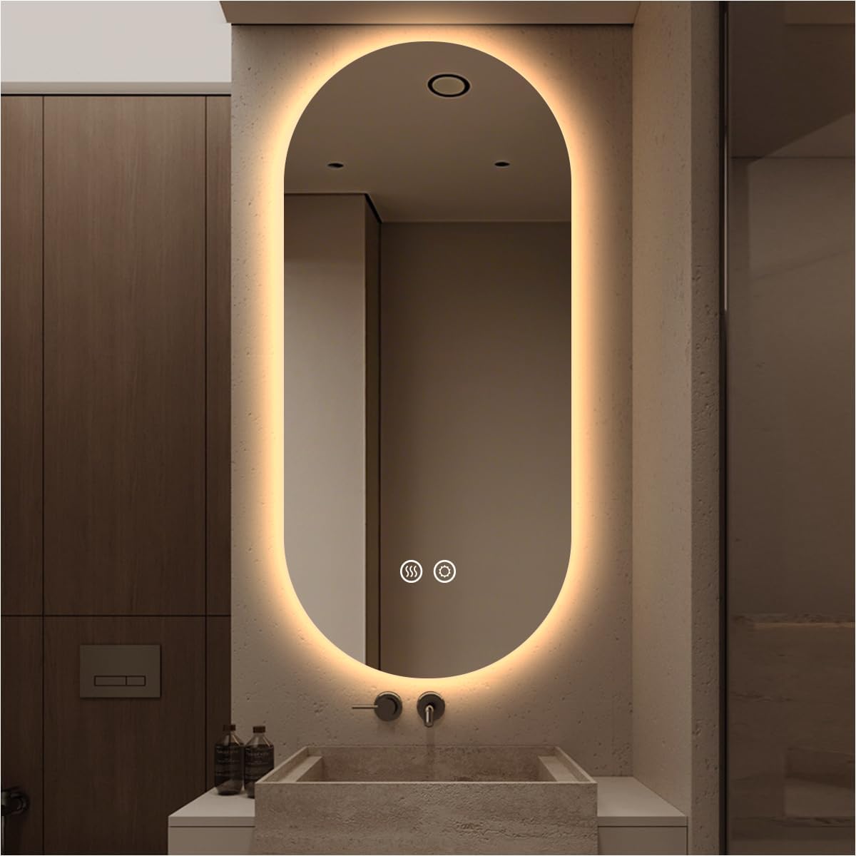 40" x 24" Oval Backlit Bathroom Mirror with Lights, Pill-Shaped LED Lighted Vanity Mirror for Wall, Anit-Fog, Stepless Dimmable, Memory Function, Frameless Smart Mirror, Shatter-Proof, CRI≥93