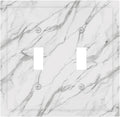 Decorative Light Switch Cover Plate Modern Grey Marble Texture 2 Gang Outlet Covers Double Toggle Wall Plates for Electrical Outlets Switch Plate Covers Faceplate for Kitchen Home Decor