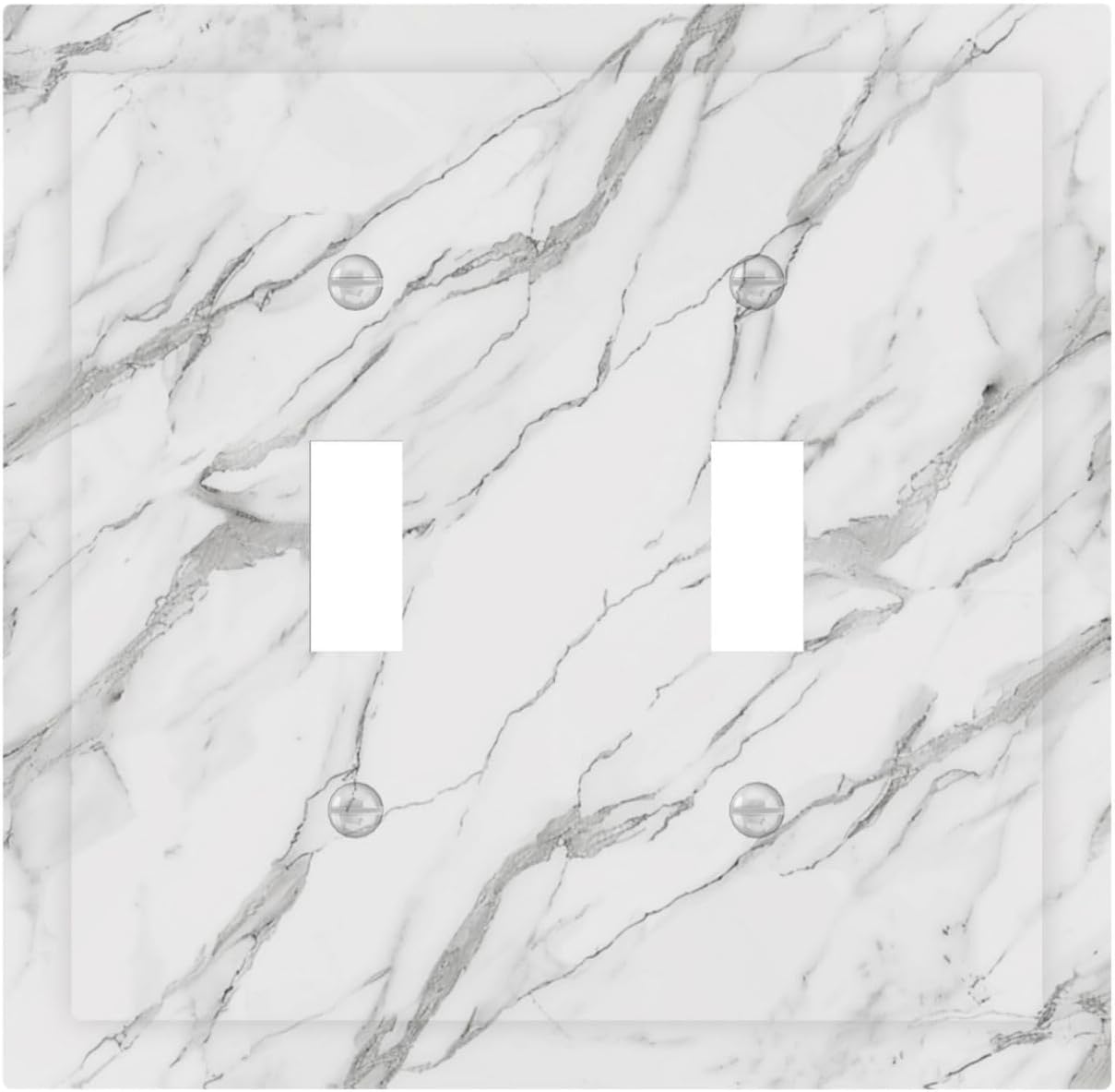 Decorative Light Switch Cover Plate Modern Grey Marble Texture 2 Gang Outlet Covers Double Toggle Wall Plates for Electrical Outlets Switch Plate Covers Faceplate for Kitchen Home Decor