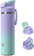 OISIZ Insulated Water Bottle 24 oz with 2 in 1 Spout and Straw Lid,One Click Safety Lock,100% Leakproof,Keep Cold 24H,Vacuum Stainless Steel Water Bottle for School,Travel and Sports,Dishwasher Safe