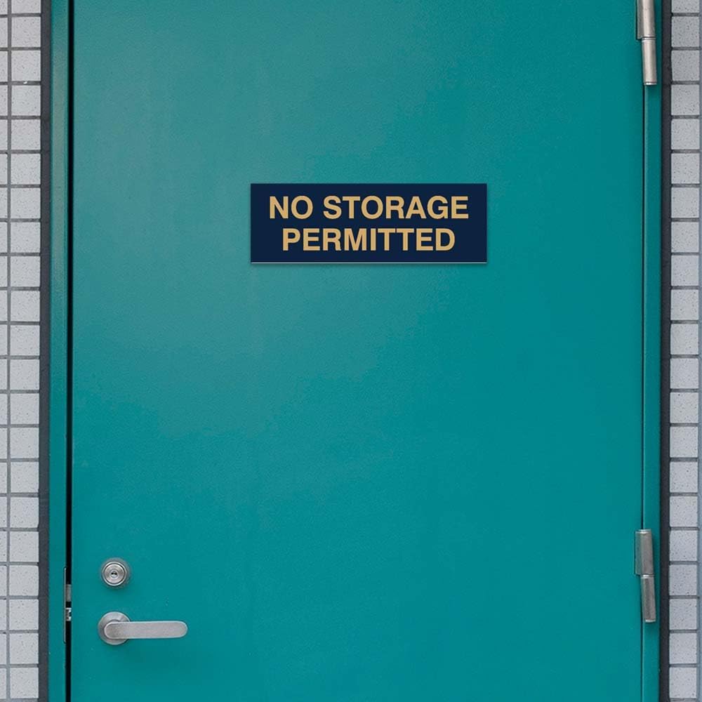 Signs ByLITA Basic No Storage Permitted Sign | Powerful Foam Tape (Brushed Gold) - Medium