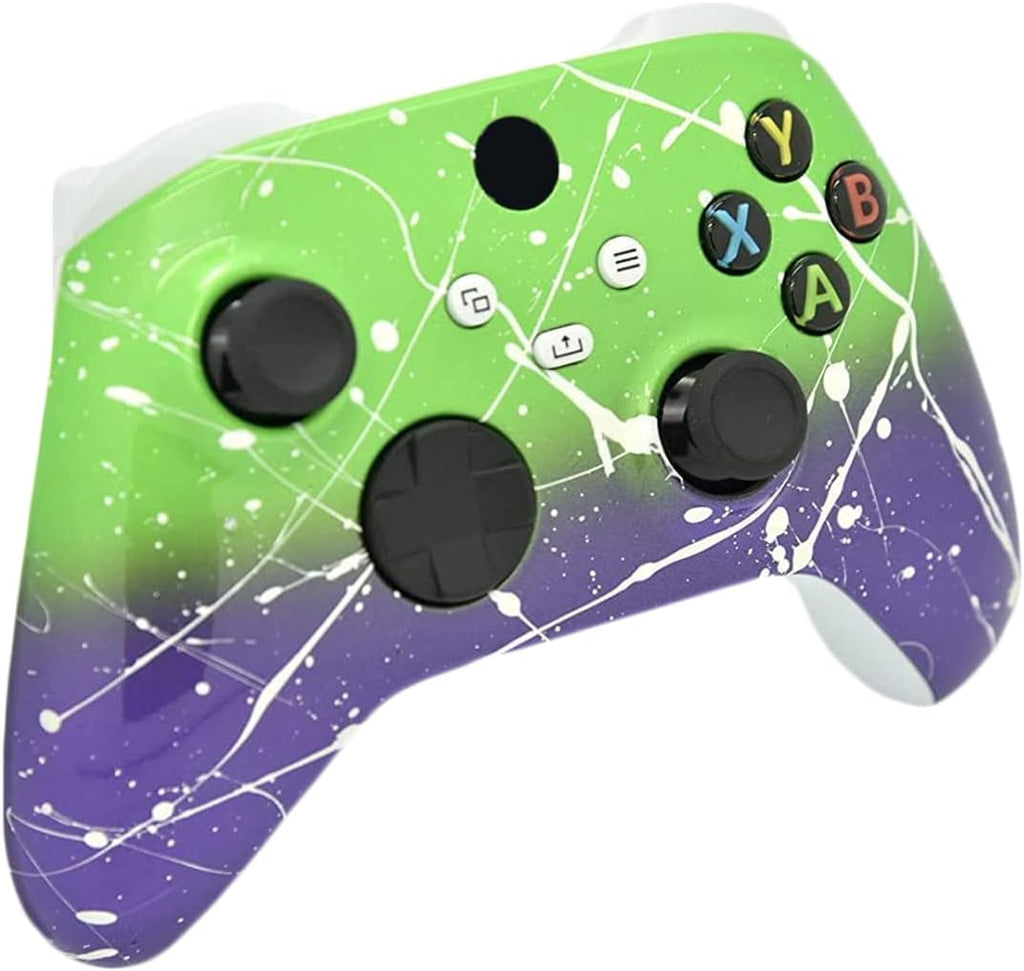 Hand Airbrushed Fade Custom Controller Compatible with Series X/S & One (Series X/S Purple & Green White Drip)