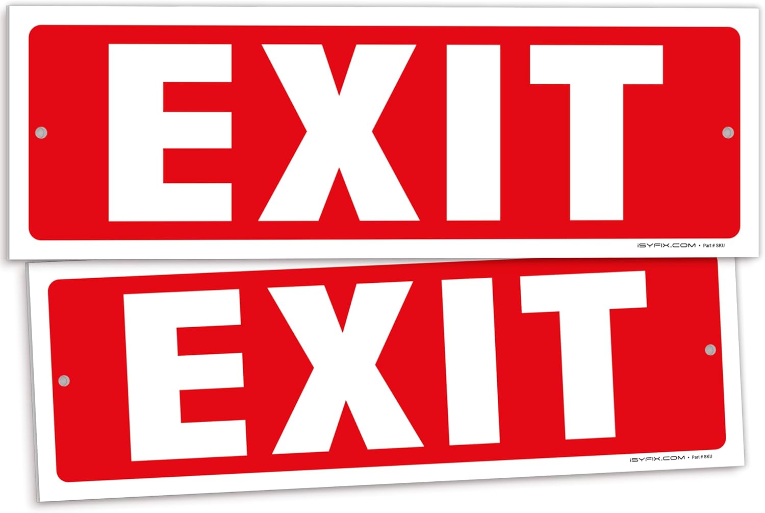 iSYFIX Exit Sign – 2 Pack 12x4 Inch – 40 mil Thick Polystyrene Plastic Sign, Laminated UV, Scratch & Fade Resistance, Waterproof, Indoor & Outdoor, Exit Signs for Exterior.