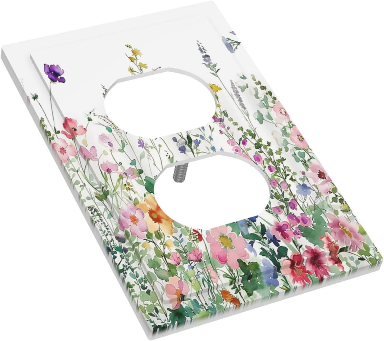 Outlet Covers Boho Colorful Flowers Plant Rustic Wildflower 1 Gang Duplex Light Switch Cover Decorative Switch Plates Electrical Receptacle Faceplate Wall Plate for Bed Room Bathroom