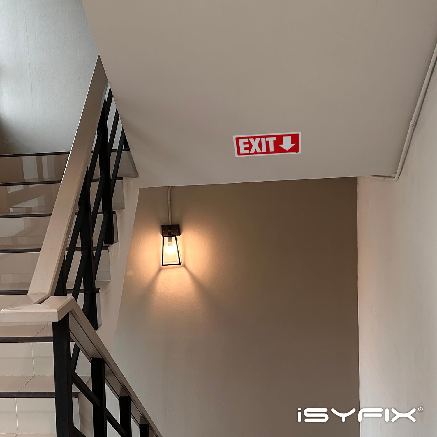 iSYFIX Exit Signs - 6 Pack 12x4 Inch Directional Down Arrow Signs, 40 mil Polystyrene Plastic, UV Laminated, Scratch & Fade Resistant, Waterproof - Ideal for Office, Theater, School, Business