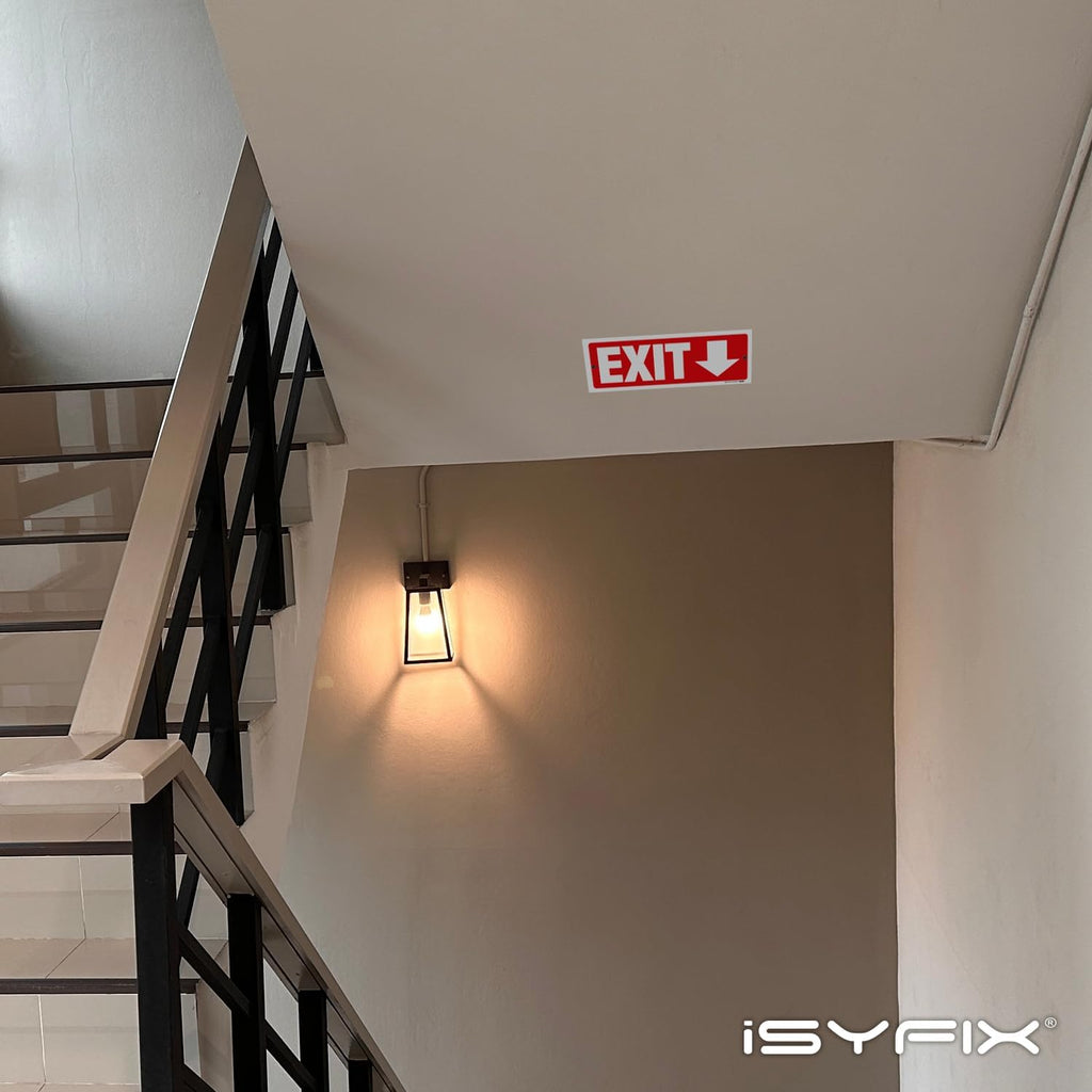 iSYFIX Exit Signs - 2 Pack 12x4 Inch Directional Down Arrow Signs, 40 mil Polystyrene Plastic, UV Laminated, Scratch & Fade Resistant, Waterproof - Ideal for Office, Theater, School, Business
