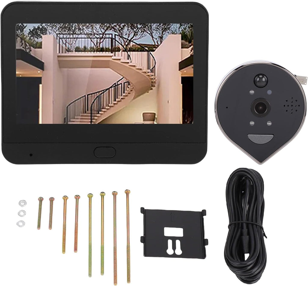 Smart Digital Peephole Camera 3MP 1080P WiFi Video Doorbell with 4.3in LCD Viewer 160 Viewing Angle PIR Motion Detection 5000mAh Battery for Homes Apartments Villas