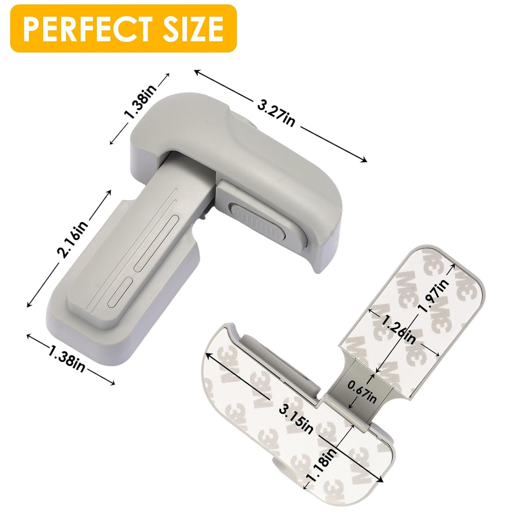 Fridge Lock for Kids - Refrigerator Lock & Freezer Lock, 2-Pack Dual Mode, Child Proof, 2 Extra Adhesive Fridge Child Lock to Keep Fridge/Freezer Door Closed - Keep Toddlers & Pets Safe(Gray)