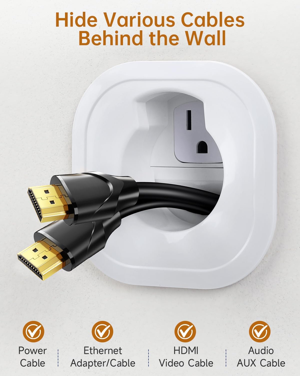 in-Wall Cable Management Kit, Wire Hider for Power & Low Voltage Cables, TV Cord Hider for Wall Mounted TV, TV Cable Hider Wall Kit, Includes Hole Saw Drill Attachment