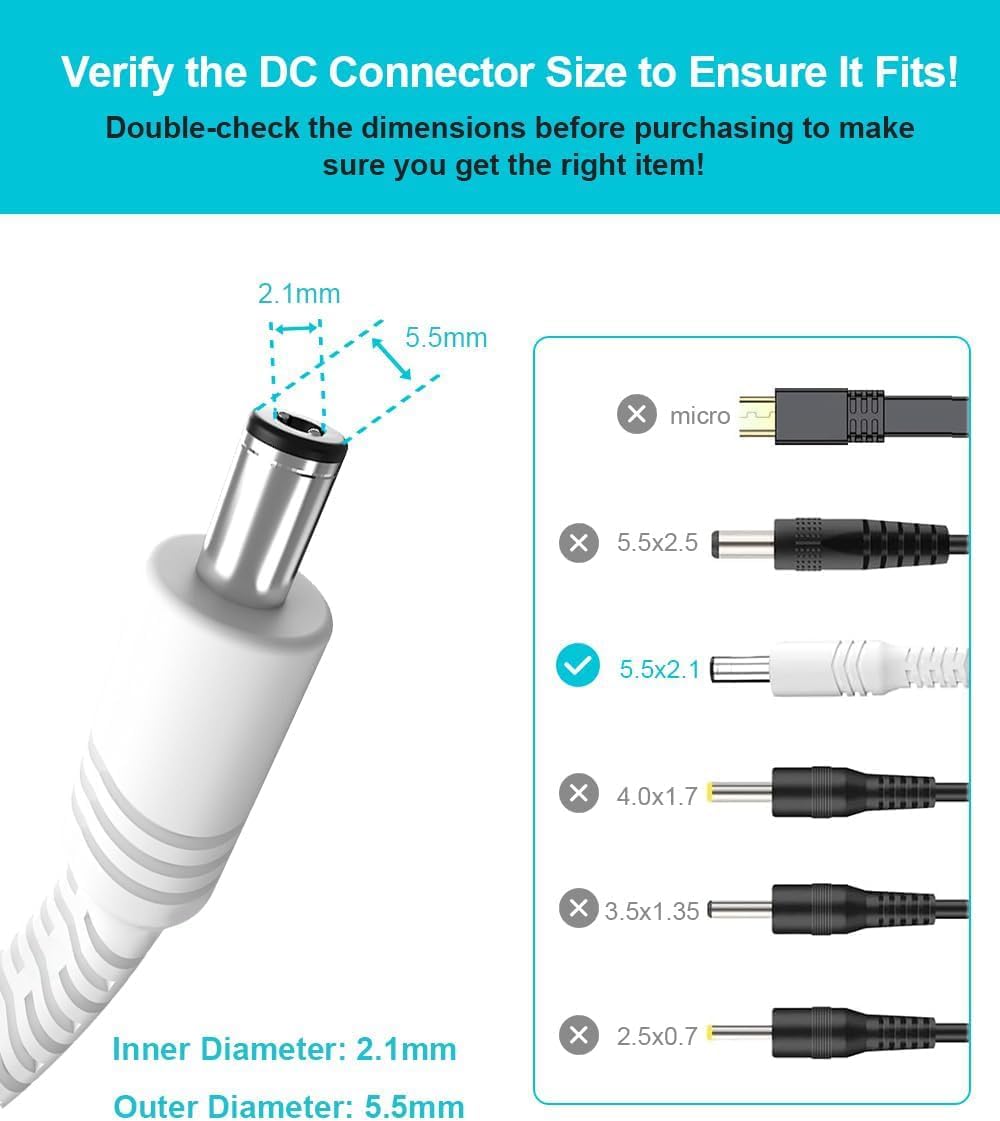 Basesailor 12V DC Extension Cable 10ft 2 Pack,5V 9V 24V 2.1mm x 5.5mm 5521 Power Supply Adapter Long Flat Extender Cord,Female to Male Wire for Outdoor CCTV Security Camera,IP Network Camera,DVRs
