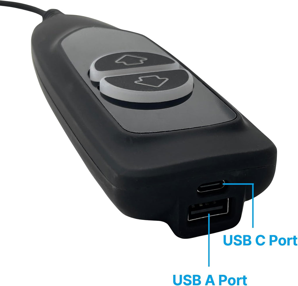 2 Button 5 Pin Remote Hand Control with USB A C Ports and Backlight for Lift Chair Power Recliner Electric Sofa Parts Replacement Handet Controller