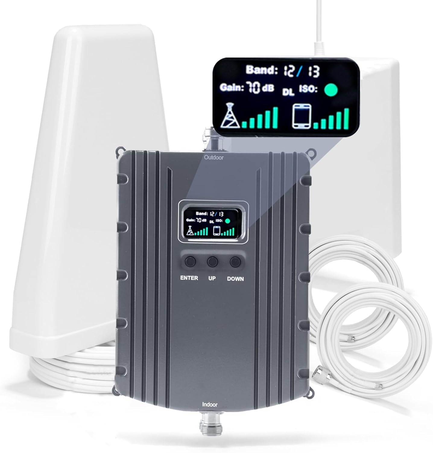 Cell Phone Booster for Home & Office,Up to 5500Sq Ft,Cell Phone Signal Booster for Band 2/25 / 4/66 / 5/12 / 17/13 with All U.S. Carriers,Boosts 5G 4G LTE, FCC Approved Cell Booster