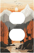 Sun Forest Deer Snow Mountain River Outlet Covers 1 Gang Duplex Light Switch Cover Decorative Switch Plates Electrical Receptacle Faceplate Wall Plate For Bed Room Living Room Decor