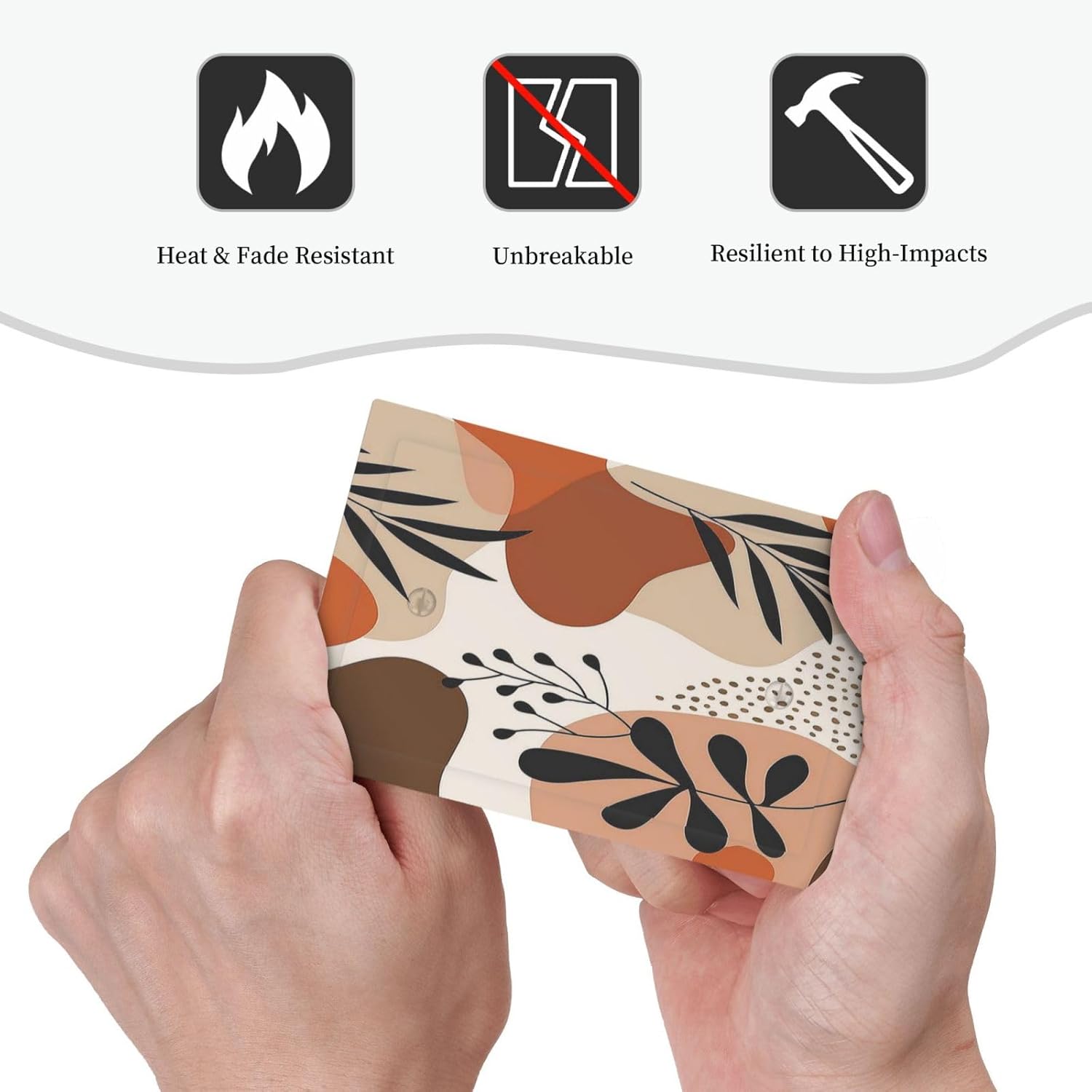 Light Switch Cover Plate Boho Botanical Orange Green Beige Minimalist 1 Gang No Device Blank Electrical Wall Plates Faceplate Decorative Switch Plate for Bedroom living Room Decor