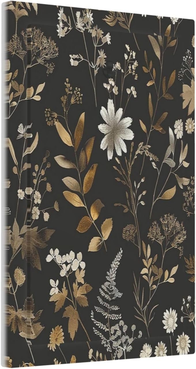 Light Switch Cover Plate Black Gold Floral Dark Leaves Vintage Flowers 1 Gang No Device Blank Electrical Wall Plates Faceplate Decorative Switch Plate for Bed Room Home Decor
