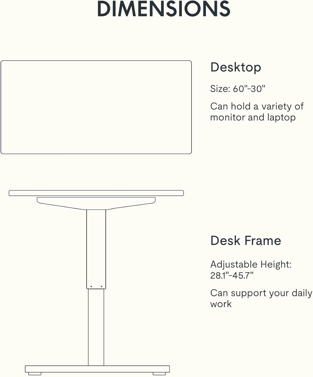 FLEXISPOT EN1 Bamboo Standing Desk, 60 x 30 Inches Whole-Piece Electric Adjustable Height Desk for Home Office (Black Frame + Bamboo Top, 2 Packages)