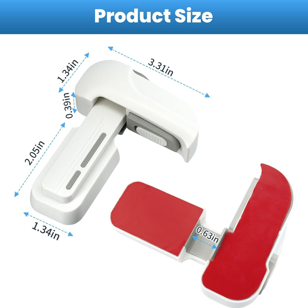 2 Pack Dual Mode Fridge Locks, Upgraded Child Proof Refrigerator Lock with Sticky Adhensive Pads, Durable ABS Freezer Door Latch to Keep Door Closed, No Tools Need or Drill (White)