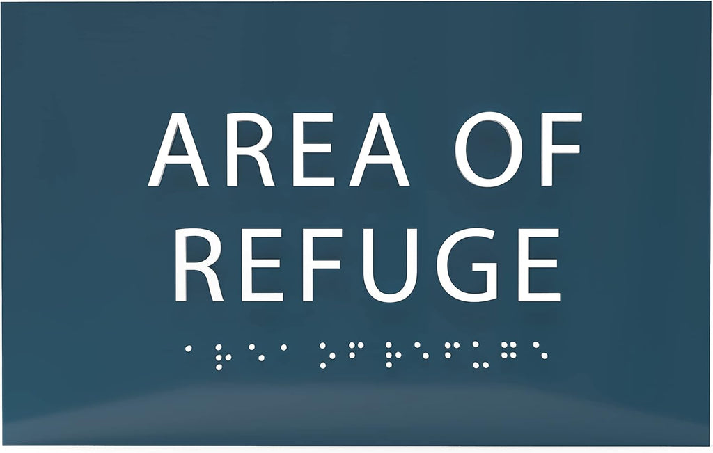 6" X4" Area of Refuge Sign - ADA Compliant Tactile Graphics Grade 2 Braille Text | Wall Mount Plastic Signs for Shopping Malls, Offices, Hotels, Schools, Apartments & Restaurants